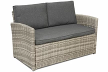 Sofá de 2 plazas en ratán sintético Monaco Garden Point gris claro