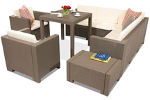 Un conjunto de muebles Colorado Dallas Comida technorattan 7 cappuccino Bica