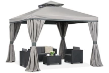 Cenador gris con cortinas Valencia 3x3m Garden Point