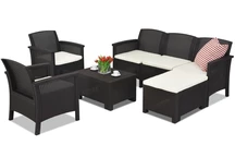 Conjunto de sofás en Technorattan Venezia Relax Corner 6 Bica marrón