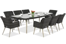 Exclusivo juego de comedor Cordoba de technoratán antracita para 8 personas de Garden Point
