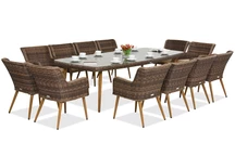 Exclusivo juego de comedor Cordoba de technoratán para 12 personas de Garden Point marrón