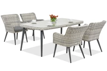 Exclusivo juego de comedor Córdoba de technoratán para 4 personas de Garden Point bianco