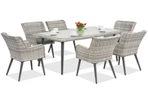 Exclusivo juego de comedor Córdoba de technoratán para 6 personas de Garden Point bianco