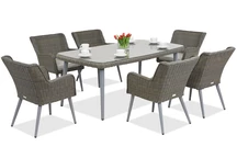 Exclusivo juego de comedor Cordoba de technoratán para 6 personas de Garden Point gris