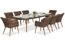 Exclusivo juego de comedor Cordoba de technoratán para 8 personas de Garden Point marrón