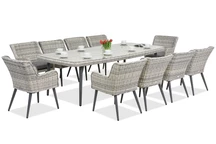 Exclusivo juego de comedor con mesa grande Cordoba para 10 personas de Garden Point bianco