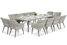 Exclusivo juego de comedor con mesa grande Cordoba para 12 personas de Garden Point bianco