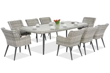 Exclusivo juego de comedor con mesa grande Cordoba para 8 personas de Garden Point bianco