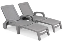 Lote de dos tumbonas Technorattan Miami Bica gris