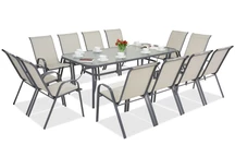 Mueble de jardín Modena de metal para 12 personas con mesa grande Garden Point gris claro