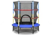Mini trampolín de jardín con red interior 140 cm Jump Hero azul y amarillo