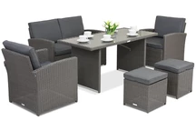 Mobiliario de jardín Monaco Coffee 4 + 2 puffs Garden Point antracita