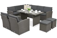 Mobiliario de jardín Monaco Comida 7 + 2 puffs Garden Point antracita
