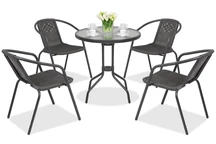 Mobiliario de jardín de metal Modena/Bergamo para 4 personas con mesita Garden Point antracita