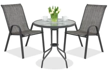 Mueble de jardín Modena de metal para 2 personas con mesita Garden Point gris
