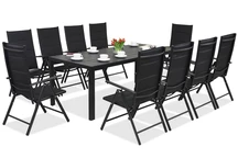 Mueble de jardín de aluminio polywood con mesa grande Verona para 10 personas Garden Point negro