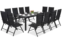 Mueble de jardín de aluminio polywood con mesa grande Verona para 12 personas Garden Point negro