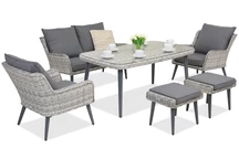 Muebles de jardín Bilbao Apetito 4 + 2 pufs Garden Point blanco