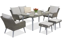 Muebles de jardín Bilbao Apetito 4 + 2 pufs Garden Point gris