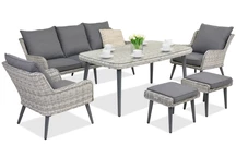 Muebles de jardín Bilbao Apetito 5 + 2 pufs Garden Point blanco