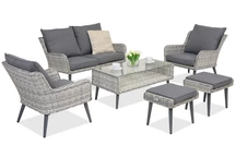 Muebles de jardín Bilbao Coffee 4 + 2 pufs Garden Point blanco