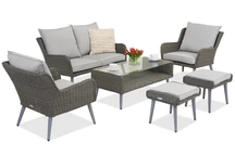 Muebles de jardín Bilbao Coffee 4 + 2 pufs Garden Point gris