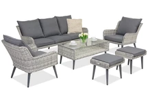 Muebles de jardín Bilbao Coffee 5 + 2 pufs Garden Point blanco