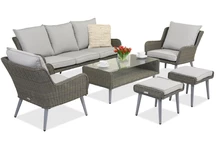 Muebles de jardín Bilbao Coffee 5 + 2 pufs Garden Point gris