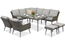Muebles de jardín Bilbao Comida 7 + 2 pufs Garden Point gris
