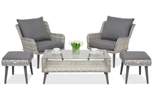 Muebles de jardín Bilbao Terrace + 2 pufs Garden Point blanco