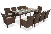 Muebles de jardín  Milan/Grenada 10 en technorattan con mesa grande Garden Point marrón