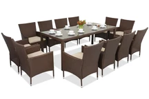 Muebles de jardín Milan/Grenada 12 en technorattan con mesa grande Garden Point marrón