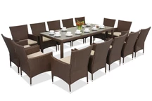 Muebles de jardín Milan/Grenada 14 en technorattan con mesa grande Garden Point marrón