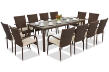 Muebles de jardín de ratán Milan para 12 personas con una gran mesa Garden Point