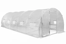 Túnel de film con armazón metálico 3x8m Garden Point blanco con puertas