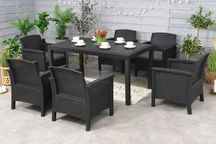 Vajilla Venezia Premium 6 polirratán antracita Bica