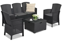 Conjunto de muebles en poliratán con Lido Coffee Box 5 sofá 3 plazas antracita Bica con arcón