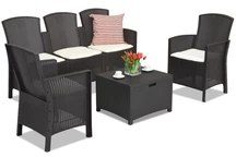 Conjunto de muebles en poliratán con Lido Coffee Box 5 sofá 3 plazas marrón Bica con arcón