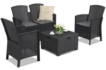 Lido Coffee Box 4 juego de technorattan antracita Bica con cofre