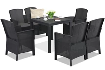 Conjunto con mesa de poliratán Lido Dallas Comida 6 antracita Bica