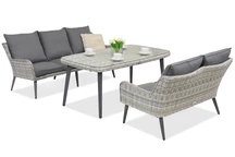 Mueble de jardín Bilbao Apetito con mesa grande para 5 Garden Point blanco