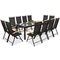 Mueble de jardín Verona polywood aluminio con mesa Wood grande para 12 personas Garden Point negro
