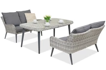 Mueble de jardín Bilbao Apetito con mesa grande para 4 Garden Point blanco