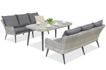 Mueble de jardín Bilbao Apetito con mesa grande para 6 personas Garden Point blanco