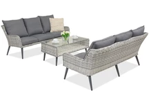 Mueble jardín Bilbao Coffee con mesita para 6 Garden Point blanco