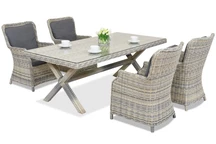 Vajilla de ratán sintético Garden Point London para 4 personas antracita