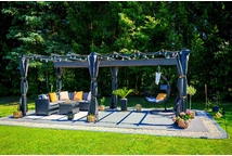 Barbados pérgola de terraza 3x6 m con cortinas Garden Point antracita
