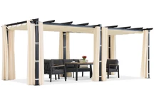 Barbados pérgola de terraza 3x6 m con cortinas Garden Point beige