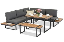 Conjunto de muebles esquineros de aluminio Garden Point gris Salerno